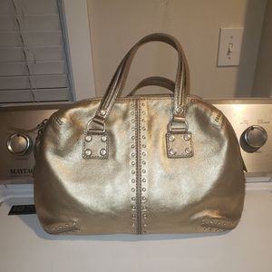Michael Kors Vintage Handbag Gold Studded Leather Bowler Bag